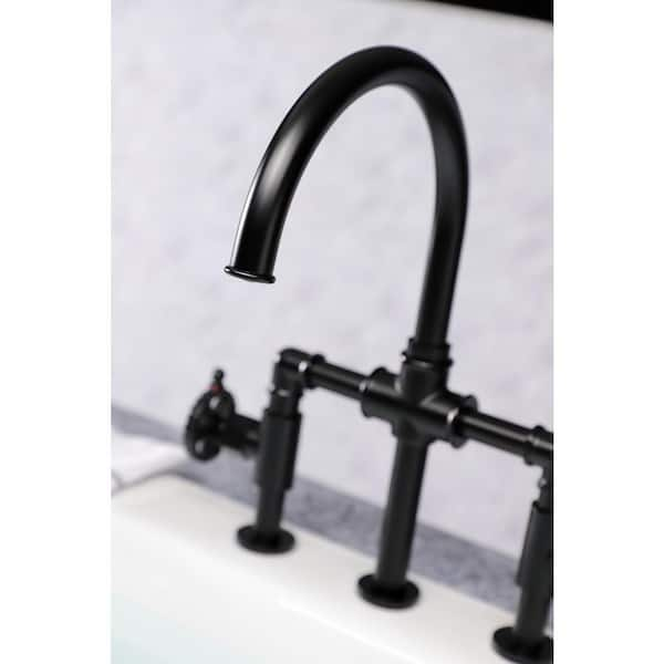 Kingston Brass Whitaker Industrial Style Bridge Kitchen Faucet