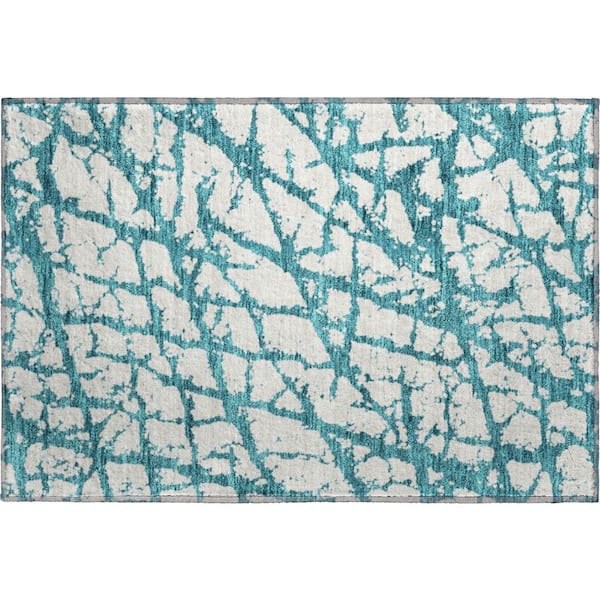 Addison Rugs Mayfield Premium Machine Washable Abstract AMF972 Teal 1 ft. 8 in. x 2 ft. 6 in. Area Rug