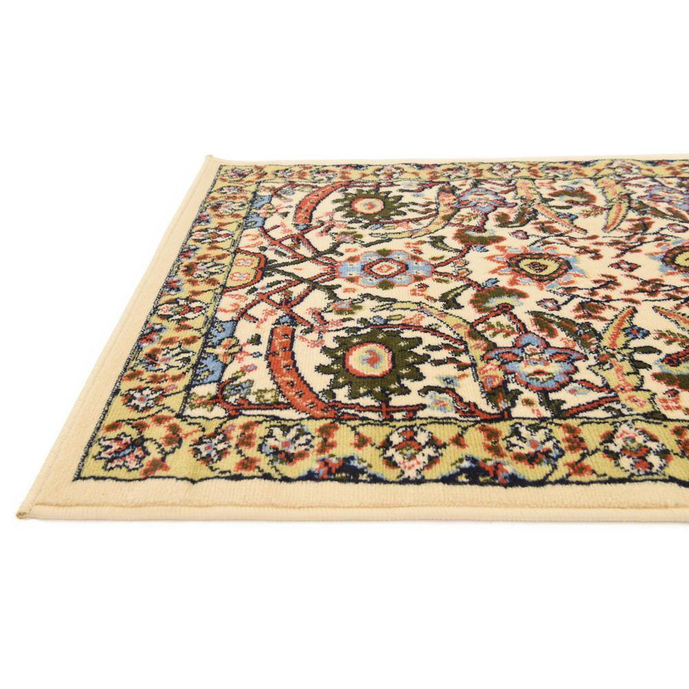Espahan Cream Floral Synthetic 10 Ft Runner Rug