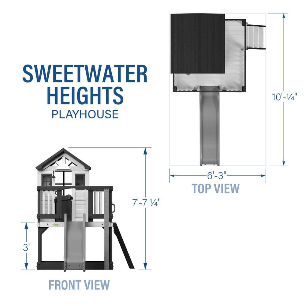 Sweetwater Heights White and Black Elevated Playhouse with Slide
