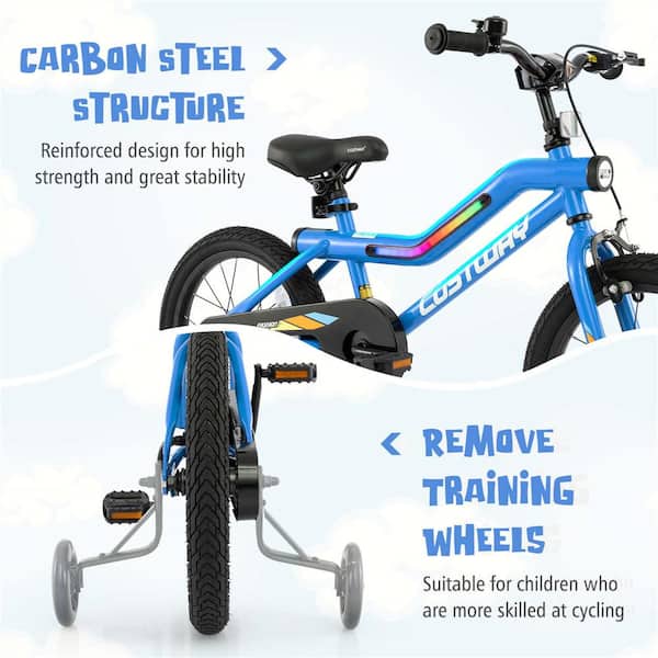 Costway 16 in. LED Lighted Kids Bike with Adjustable Seat