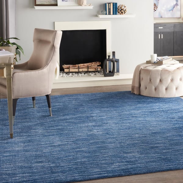 Essentials 8 ft. x 10 ft. Navy Blue Solid Contemporary Indoor/Outdoor Patio Area Rug