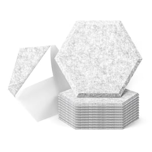 14 in. x 12 in. PVC Peel and Stick Light Gray Hexagon Decorative Wall Paneling, Soundproof Wall Panels (12 Pack)