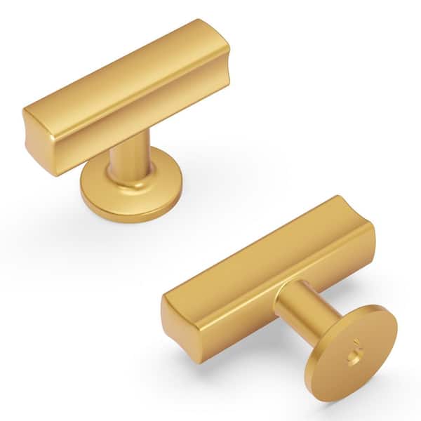 HICKORY HARDWARE Woodward T-Knob 1-15/16 in. x 15/16 in. Brushed Golden Brass Cabinet Knob (10-Pack)