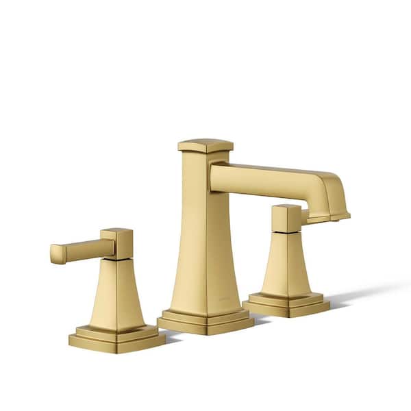 KOHLER Riff 8 in. Widespread Double Handle Bathroom Faucet in Vibrant Brushed Moderne Brass