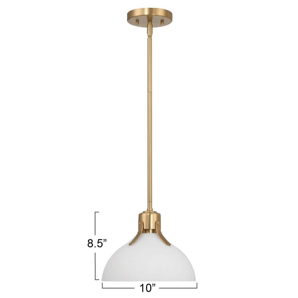 Gold and White Glass Dome Ceiling Light with Adjustable Height