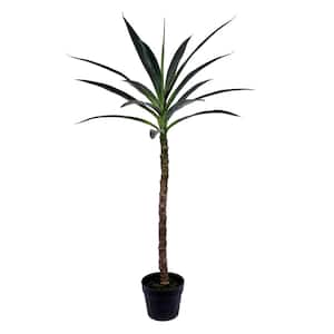 44 in. Green Artificial Yucca Tree in Black Planters Pot