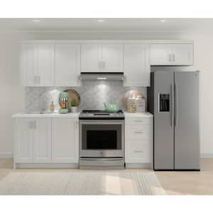 Littleton 122 in. W X 84.5 in. H X 24 in. D Painted Light Gray Shaker Assembled 10 Ft Straight Kitchen Cabinet Bundle