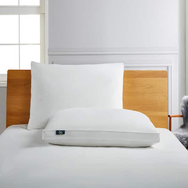 Serta 233-Thread Count White Goose Feather Side Sleeper Medium Firm and White Goose Down Fiber Jumbo Size Pillow (2-Pack)