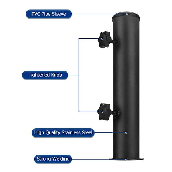 aluminum tube dimensions for patio umbrella pole OGETFUUR 11.8 in. Outdoor Universal Granite Umbrella Stand Tube in Black,  Flag Pole Stake Holder, Table Umbrella Tube Bracket LI0Z-3I8