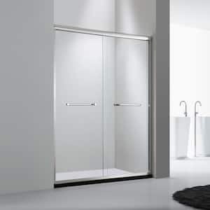 60 in. W x 72 in. H Sliding Frameless Shower Door in Chrome with Handle