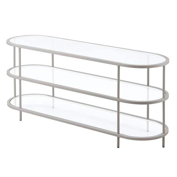 Meyer&Cross Leif 55 in. Satin Nickel TV Stand Fits TV's up to 60 in.