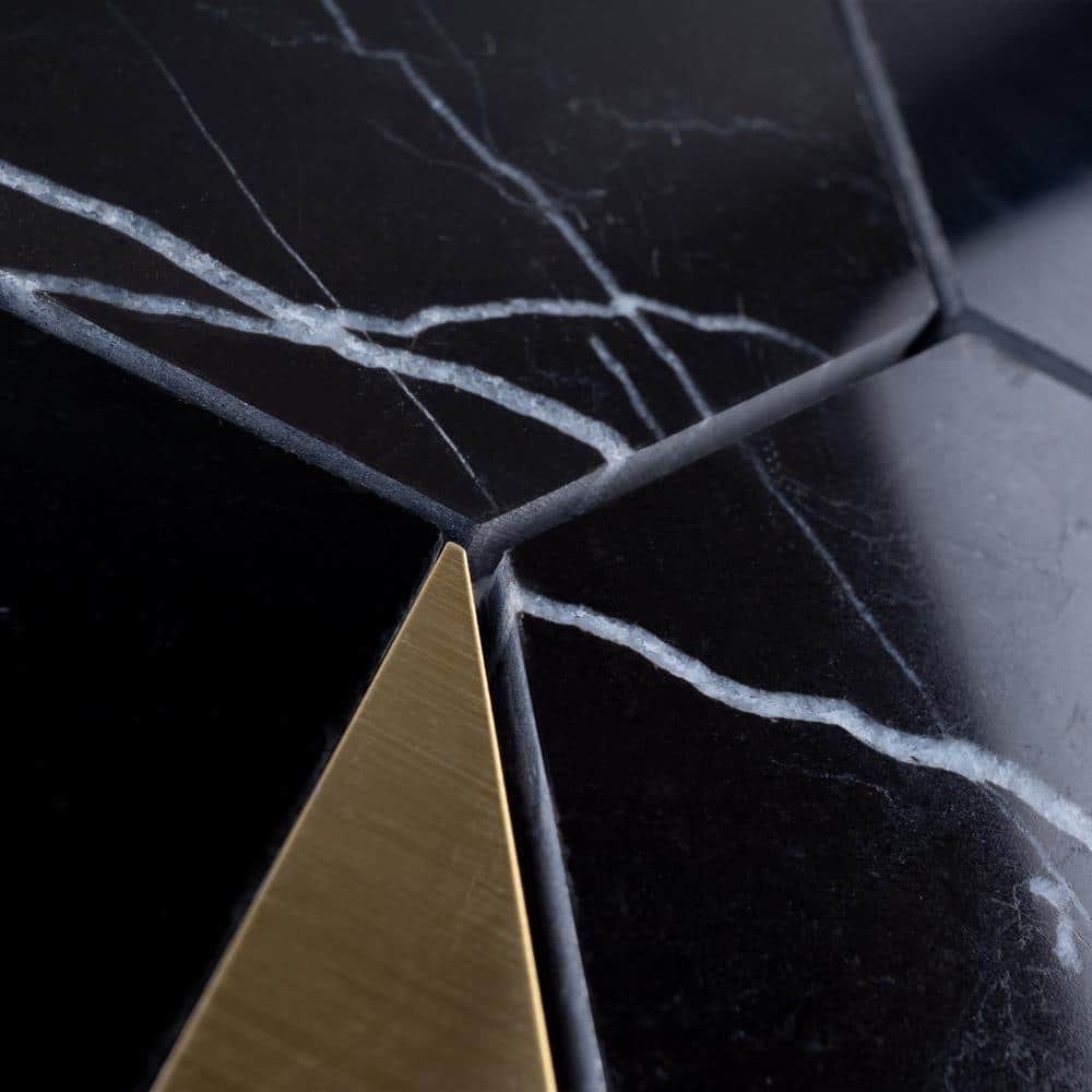 Black Gold Hexagon Marble Honeycomb Mosaic Wall Tile