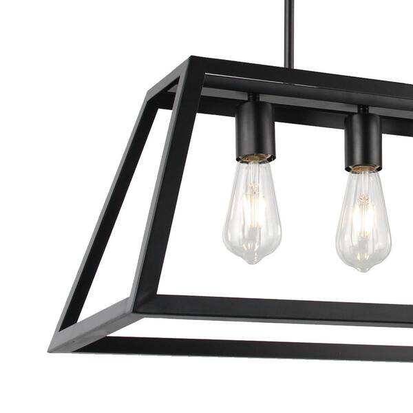 4 Light Matte Black Cage Pendant L48 Bl The Home Depot - Black Cage Pendant Light