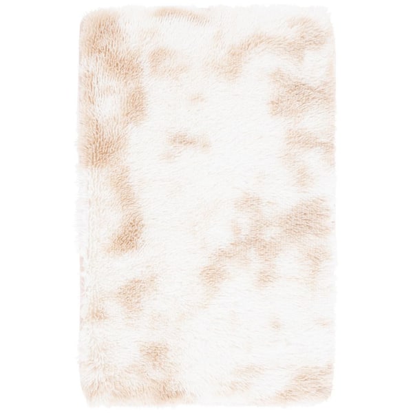 Rainbow Shag 2 ft. x 3 ft. Light Beige Abstract Solid Area Rug