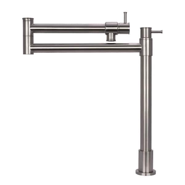 Akicon Deck Mounted Pot Filler in Brushed Nickel Modern Style