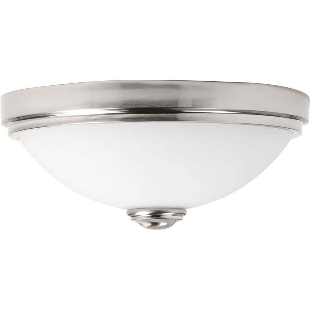 Brushed Nickel 13" LED Flush Mount with White Glass Shade