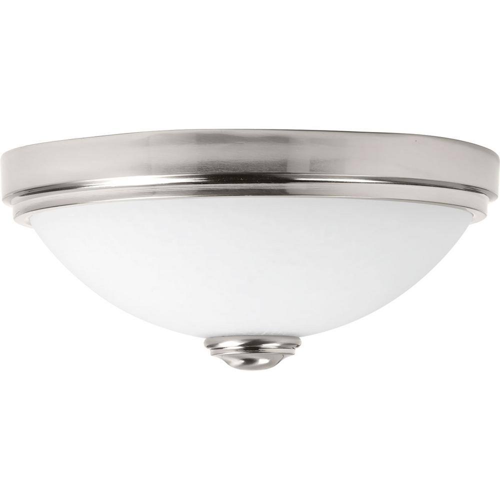 Brushed Nickel 13" LED Flush Mount with White Glass Shade