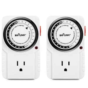 15 Amp 125 Volt 1440 min Indoor Mechanical Timer Grounded with 1/2 HP, White (2-Pack)