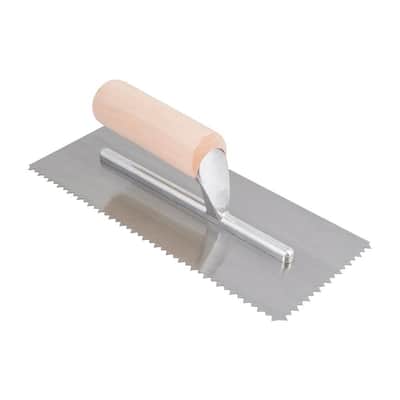 ROBERTS 1/4 in. x 3/16 in. Tiger Tooth V-Notch Wood Handle Flooring Trowel 49767