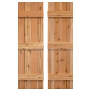 14 in. x 48 in. Board and Batten Traditional Shutters Pair Dirty Blonde