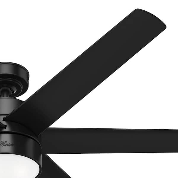 Hunter - Solaria 60 in. Integrated LED Indoor/Outdoor Matte Black Ceiling Fan with Light Kit and Wall Control