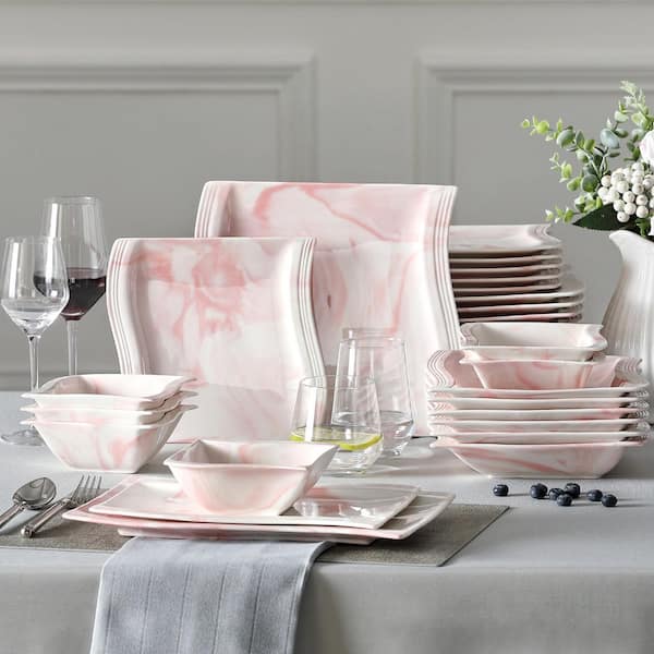 FLORA 26-Piece Marble Porcelain Dinnerware Set with 6*Bowl,Dinner Plat –  Nordic Abode