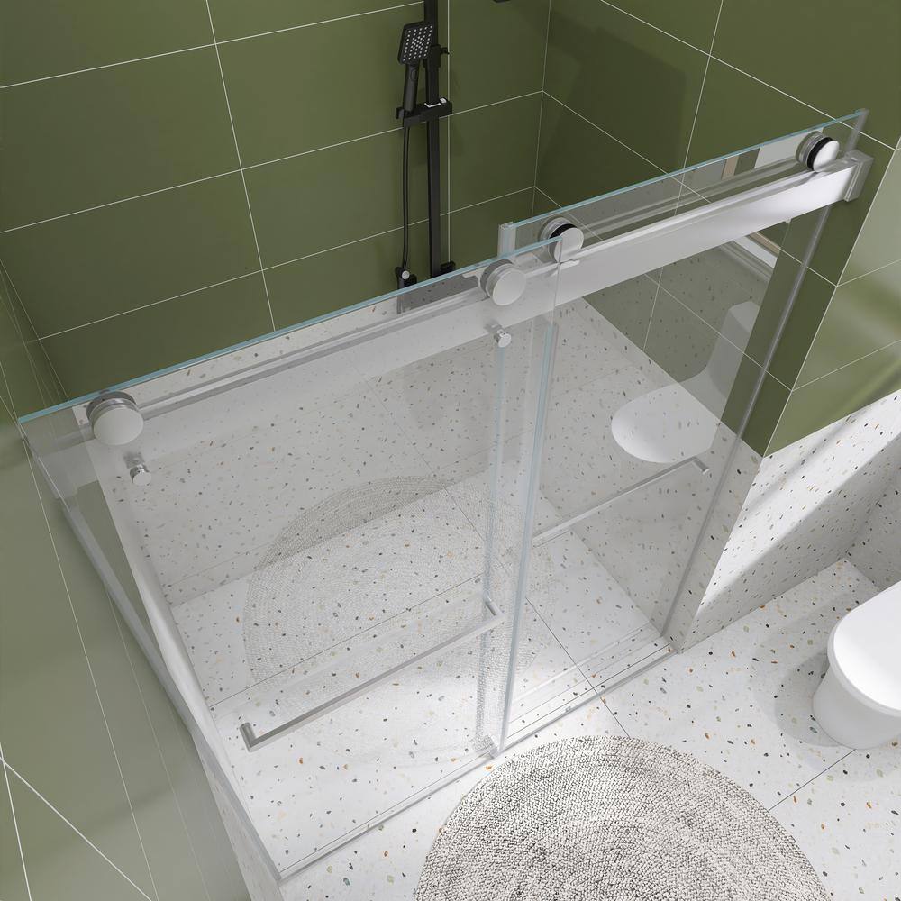 48" W x 76" H Frameless Chrome Sliding Shower Door with Clear Glass