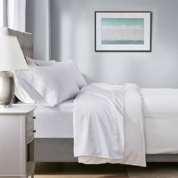 Beautyrest 1000 Thread Count Heiq 4 Piece White Cotton Blend Solid California King Anti Microbial Sheet Set Br20 1882 The Home Depot Beautyrest 1000 Thread Count Heiq 4, 1000 Count King Bed Sheets
