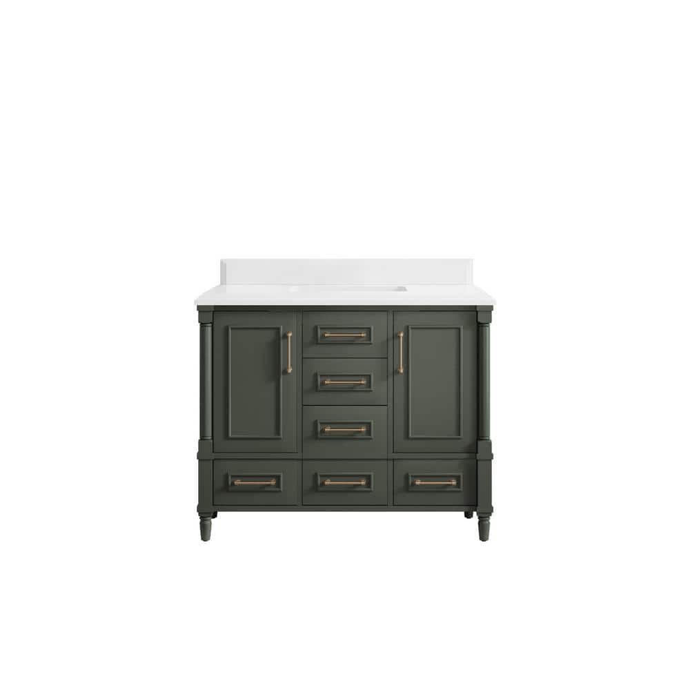 Hudson 42 in. W x 22 in. D x 36 in. H Bath Vanity in Pewter Green with Cove Edge White Quartz Top price history on PriceWatchPro