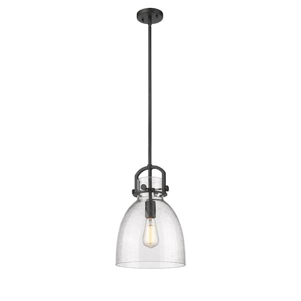 Innovations Newton Bell 100-Watt 1 Light Matte Black Shaded Pendant ...