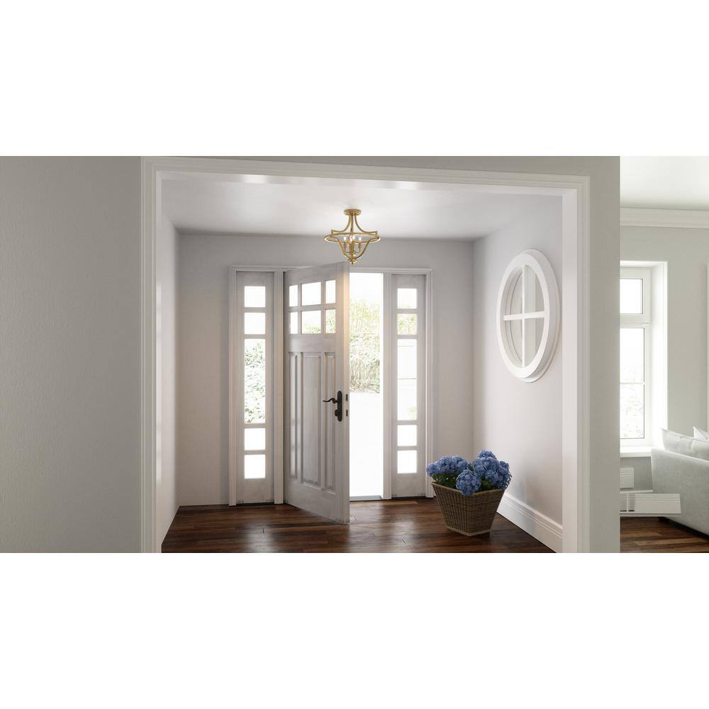 Harvel 16" Weathered Brass Semi-Flush Mount Ceiling Light