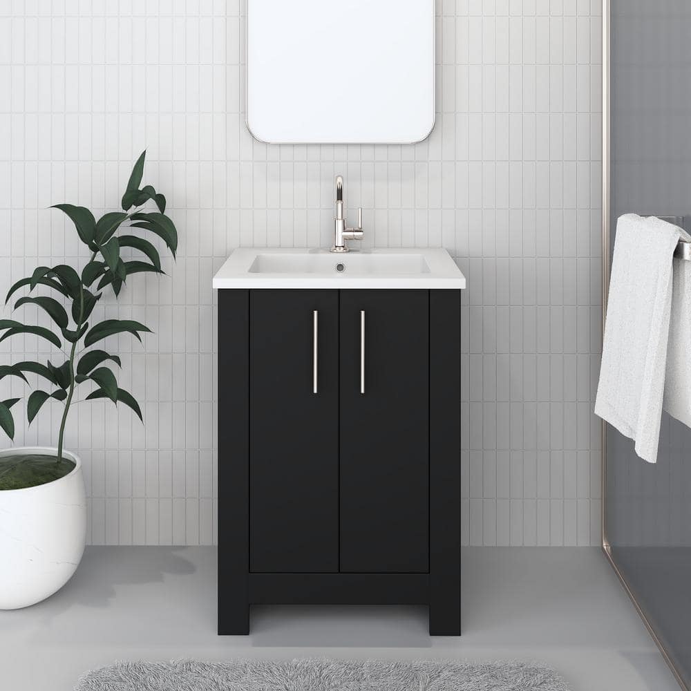 Austin 24 in. W x 20 in. D Bath Vanity in Black with Acrylic Vanity Top in White with White Basin price history on PriceWatchPro