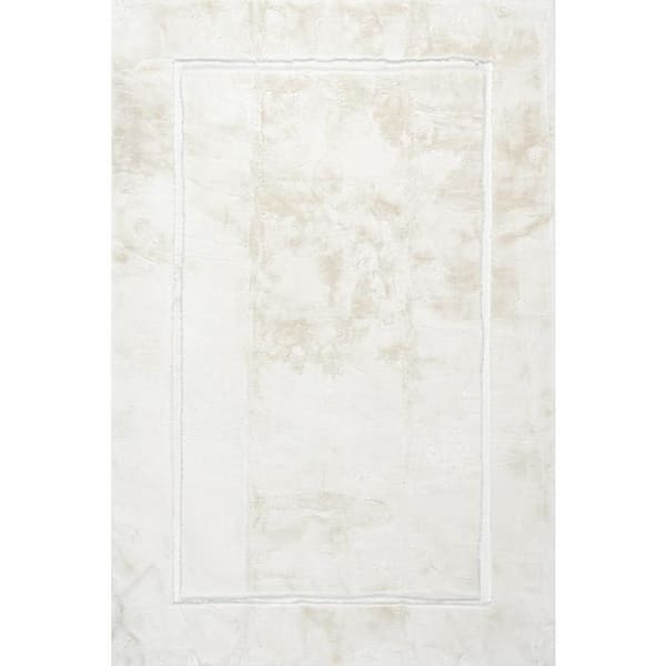 Auralyn Solid Cloud Washable Area Off White 8 ft. x 10 ft. Indoor Area Rug