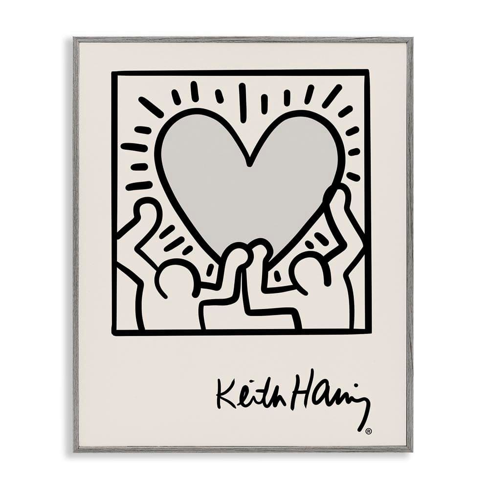 Classic Heart Symbol Keith Haring by Ros Ruseva Gray Framed Giclee Art Print People 16 in. x 20 in. price history on PriceWatchPro