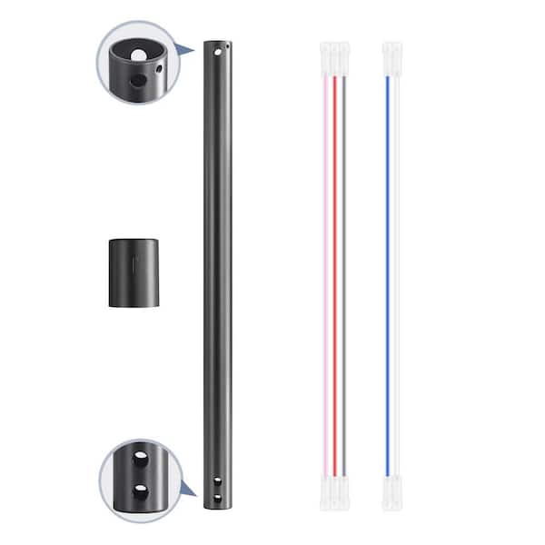 36 in. Black Indoor Ceiling Fan Extension Downrod with Coupler 1 in. Dia with Wires, Not Threaded