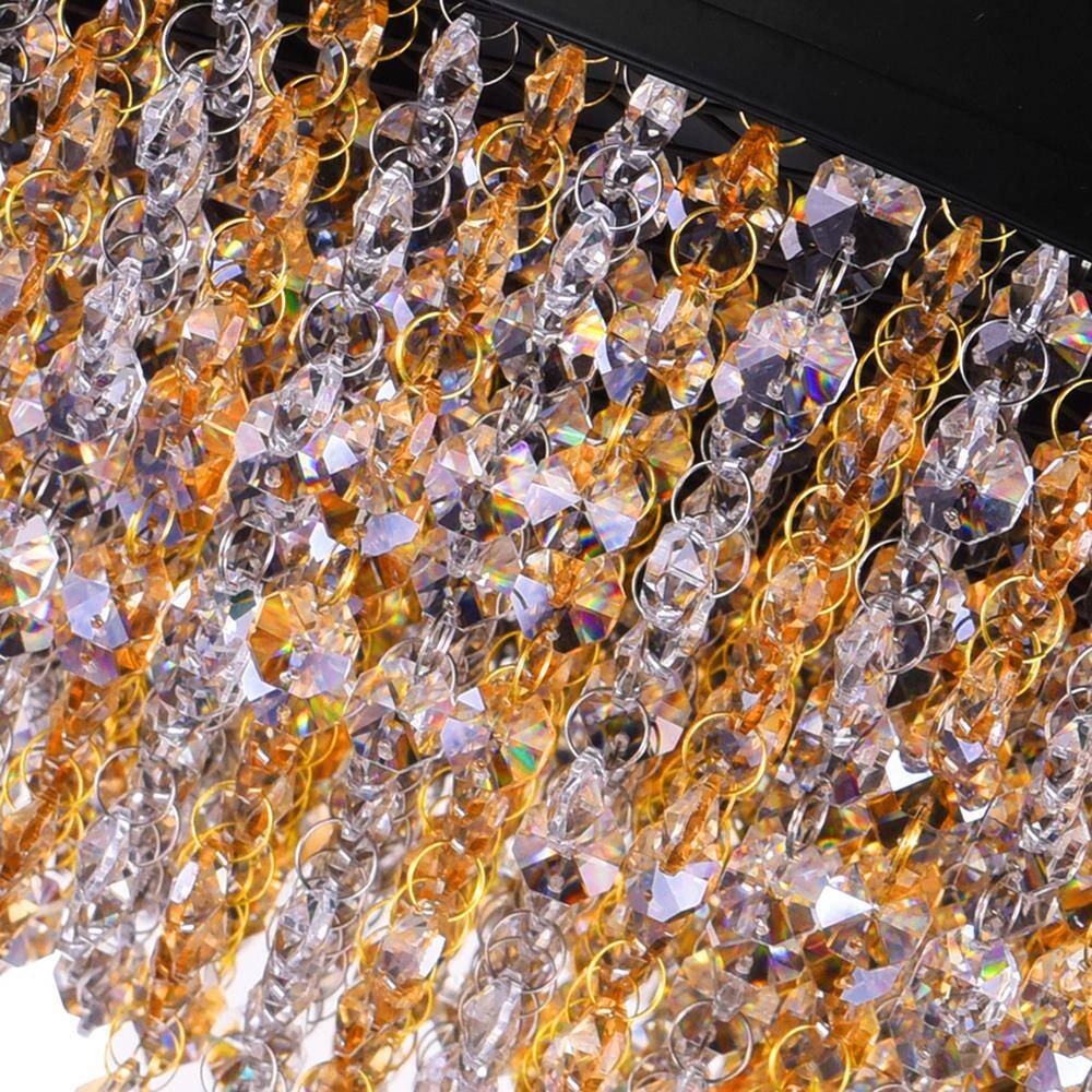 Medina Black Drum Shade Chandelier with Crystal Accents