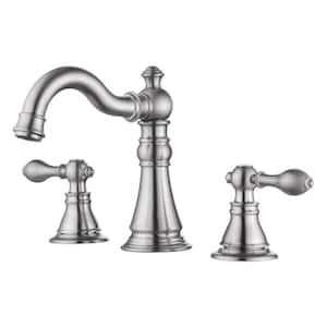 Signature 8 in. Widespread 2-Handle Bathroom Faucet with Drain Assembly, Rust Resist in Brushed Nickel