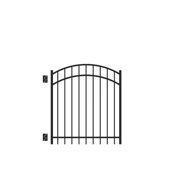 Natural Reflections Standard-Duty 4 ft. W x 4 ft. H Black Aluminum Arched Pre-Assembled Fence Gate