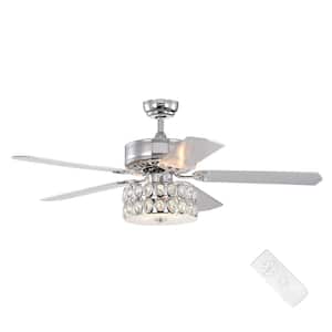 Danae 52 in. Indoor Chrome Glam Reversible Ceiling Fan with Crystal Light and Remote Control