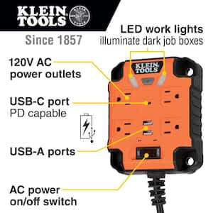 PowerBox 1, 4-Outlet Magnetic Mounted Power Strip with Integrated LED Lights