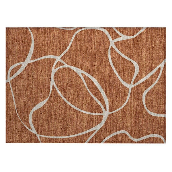 Chantille Machine Washable Indoor/Outdoor Abstract ACN999 Paprika 1 ft. 8 in. x 2 ft. 6 in. Area Rug