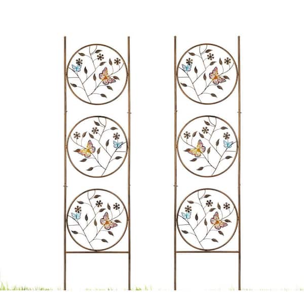 55 in. H x 12.4 in. W Set of 2 Butterfly Metal Garden Trellis