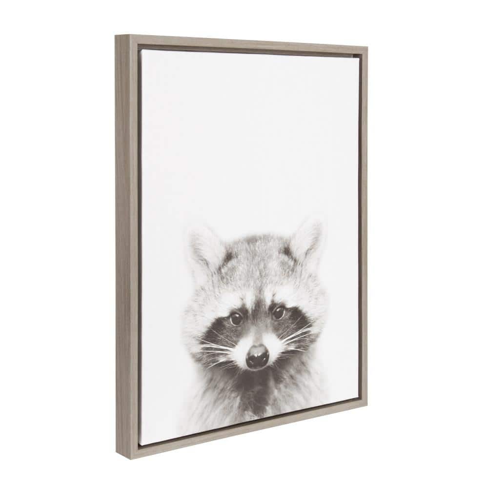Gray Framed Raccoon Canvas Art for Kids, 24"x18"