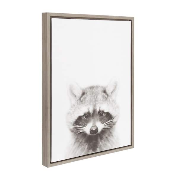 24 in. x 18 in. "Raccoon" by Tai Prints Framed Canvas Wall Art