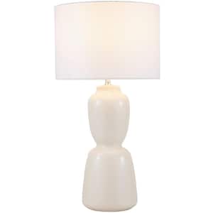 28 in. Cream Ceramic Rounded Hourglass Task and Reading Table Lamp