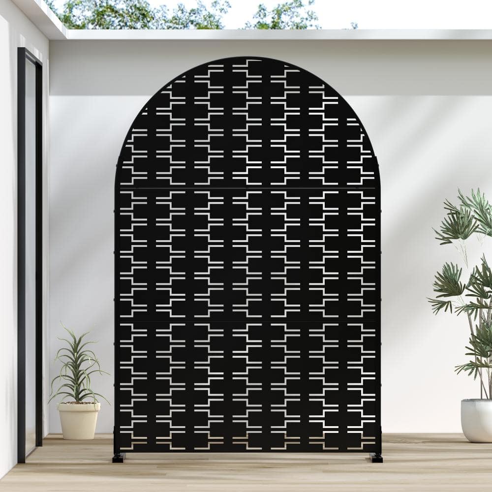 72 in. x 47 in. Black Brick Arch Galvanized Steel Privacy Screen for Outdoor Garden Patio 3-Pack price history on PriceWatchPro