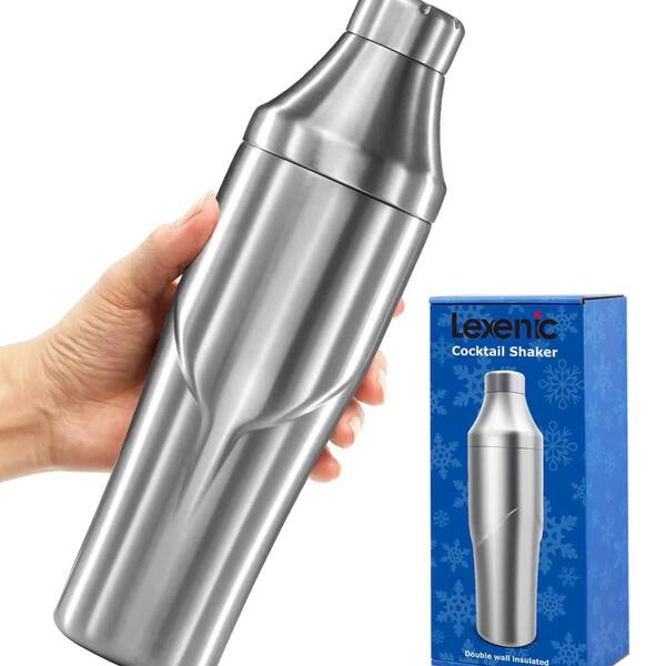 PRIMEPLUS 24 oz Cocktail Shaker, Leakproof and Built-in Strainer for Home Bar-Premium Stainless Steel Drink Shaker, Martini Shaker