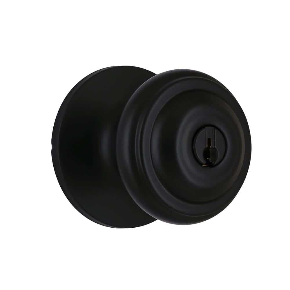 Mulholland Matte Black Keyed Entry Door Knob Featuring Dual Keyway