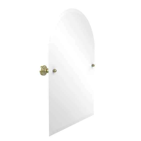 Allied Brass Dottingham Collection 21 in. x 29 in. Frameless Arched Top Single Tilt Mirror with Beveled Edge in Satin Brass